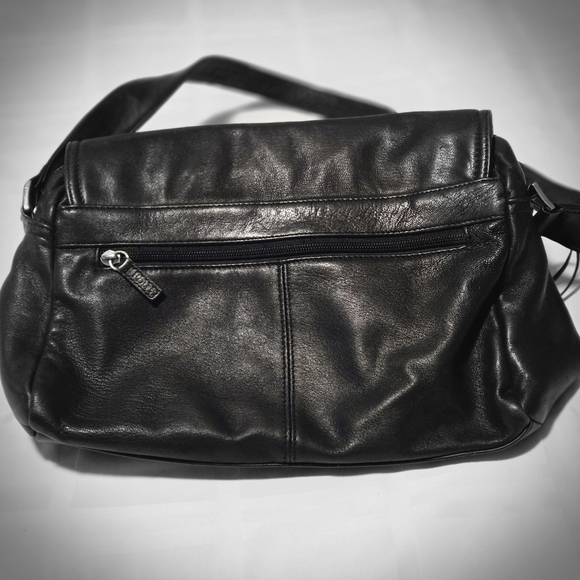 Rolfs Genuine Black Leather Handbag Vintage 90s Shoulder bag 9x12x4" - Picture 2 of 13